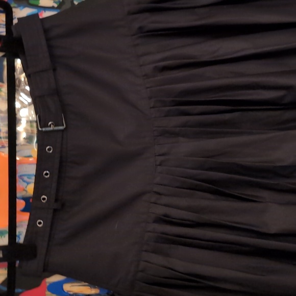 CHRISTIAN DIOR Black Flirty Drop Waist Cotton Mini Skirt w/ Pleats&belt Size 6 - Picture 7 of 14